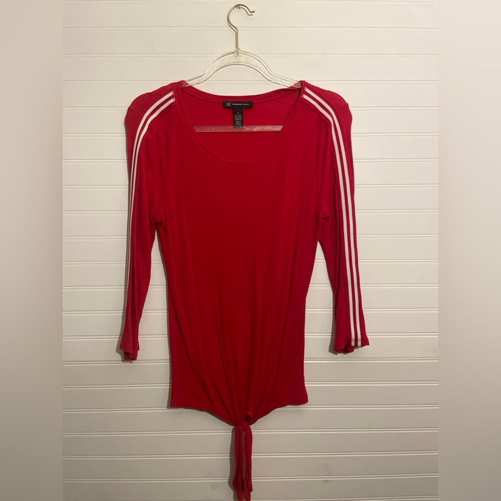 INC International Concepts Red Women's Top with Tie Detail